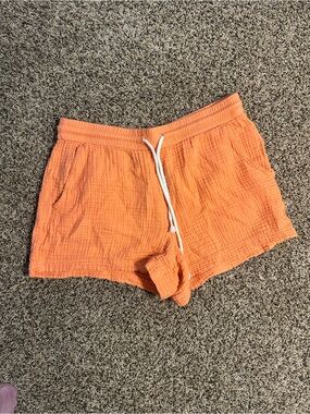 Lou & Grey Orange Drawstring Gauze Athletic Shorts